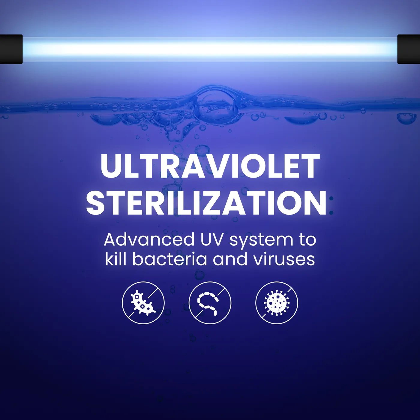 UVC sterilization module inside the LifeWell S20 water tank